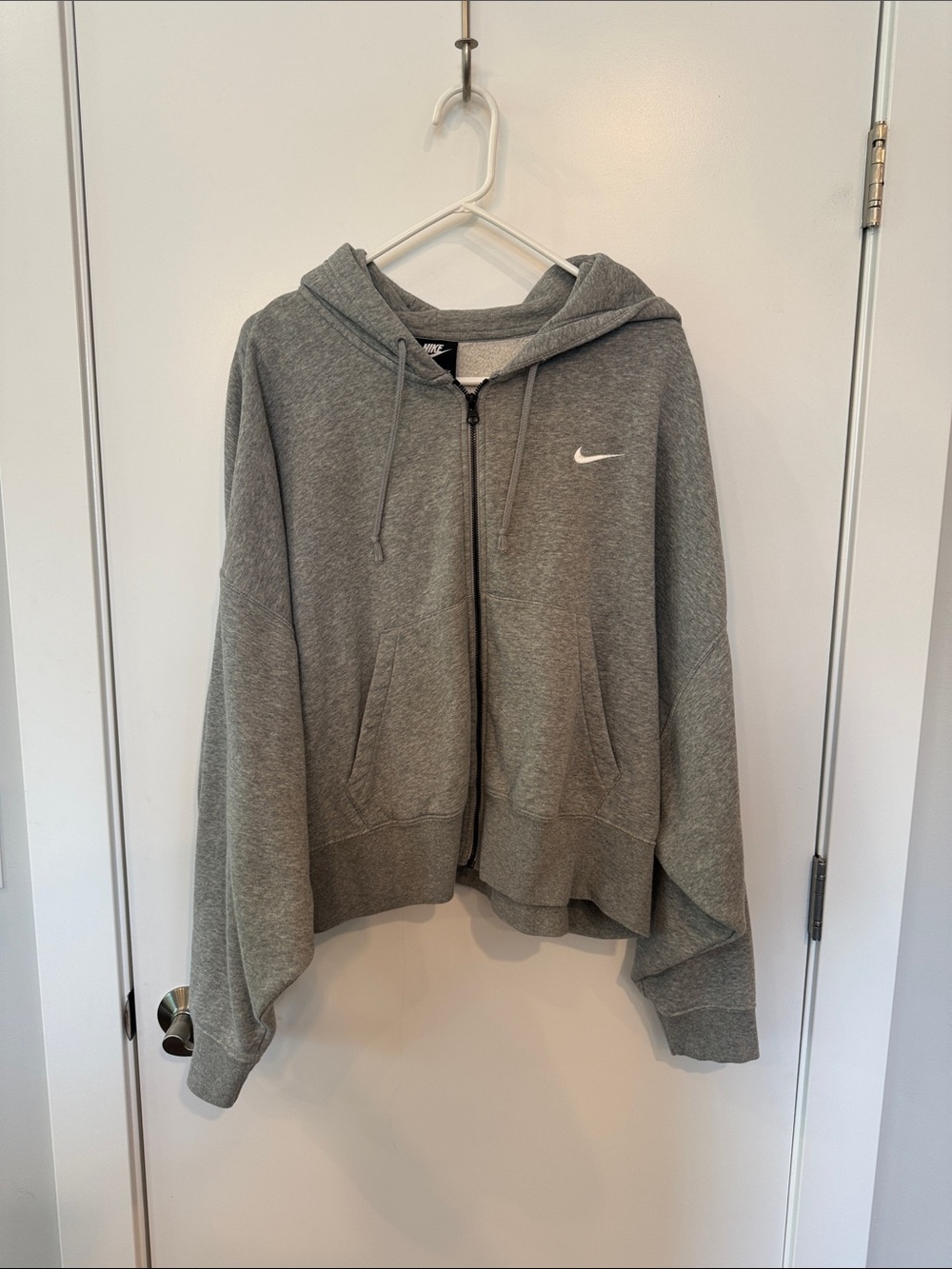 Nike Heather Gray Full-Zip Hooded Sweatshirt with Swoosh